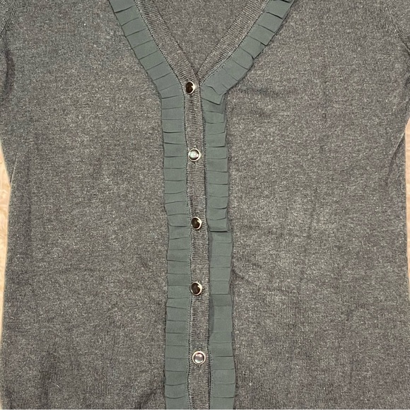 Merona Dark Green Button Up Cardigan w/ Ruffle Trim - Picture 6 of 8